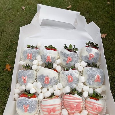 happy birthday strawberries (dozen)