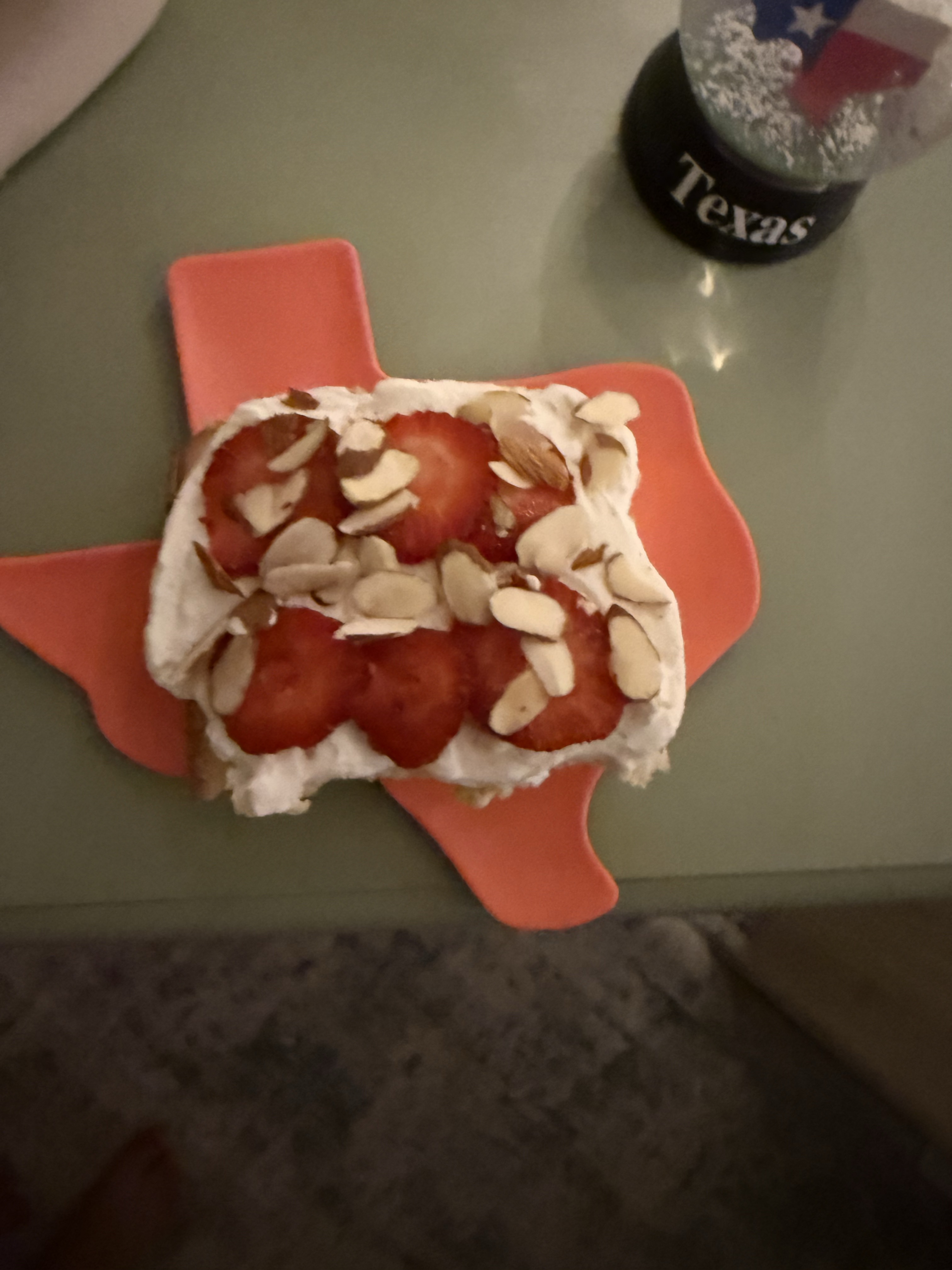 Tres Leches Topped W/ Strawberries & Almonds 