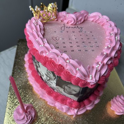 8 Inch Heart Cake With Photos And Top Image 