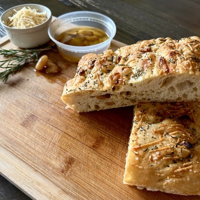 Roasted Garlic Parmesan & Rosemary Focaccia 