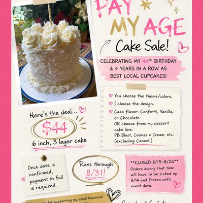 PAY MY AGE CAKE SALE