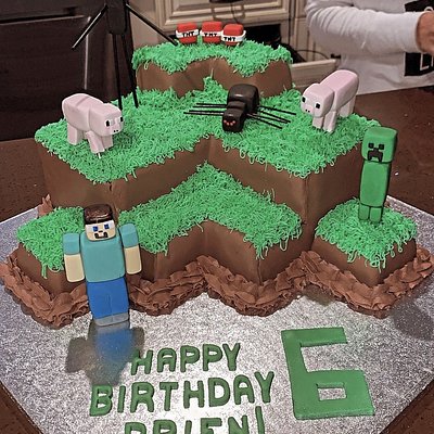 110. Minecraft Cake + Characters ~50 Servings