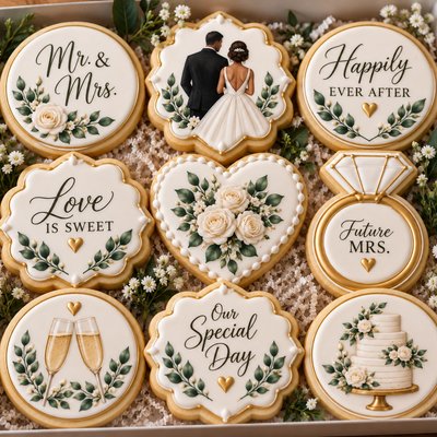 Vintage Wedding Sugar cookie, your design