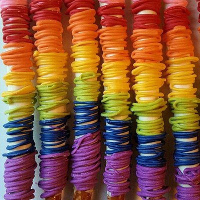 Rainbow Chocolate Covered Pretzels 