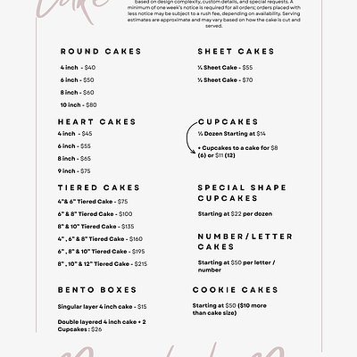 Full Menu + Additional Information 