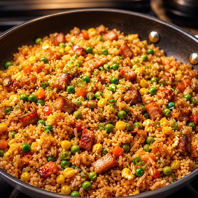 Chicken Fried Rice & Spring Rolls
