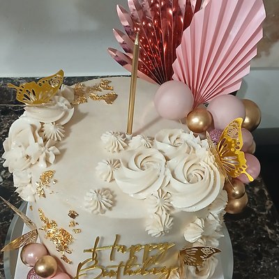 White, Gold And Pink Cake