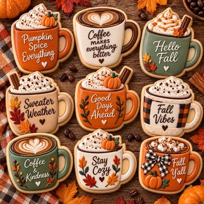 Coffee Cup Cookie Set