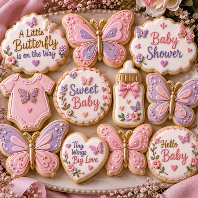 Butterfly Baby Shower Custom Design Cookie
