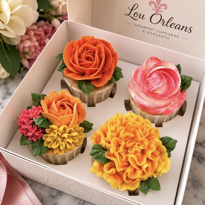 Floral 4-pk Cupcakes 