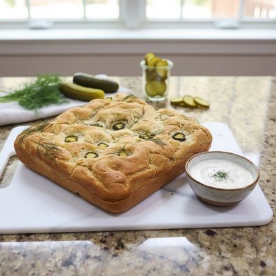 Dill Pickle Focaccia (Vegan)
