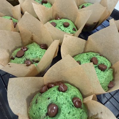 Pandan Chocolate Chip Muffins