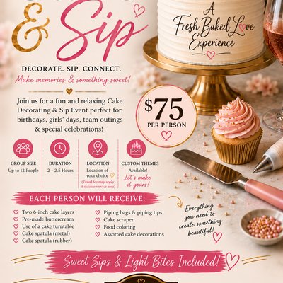 Private Cake & Sip ($75 Per Person)