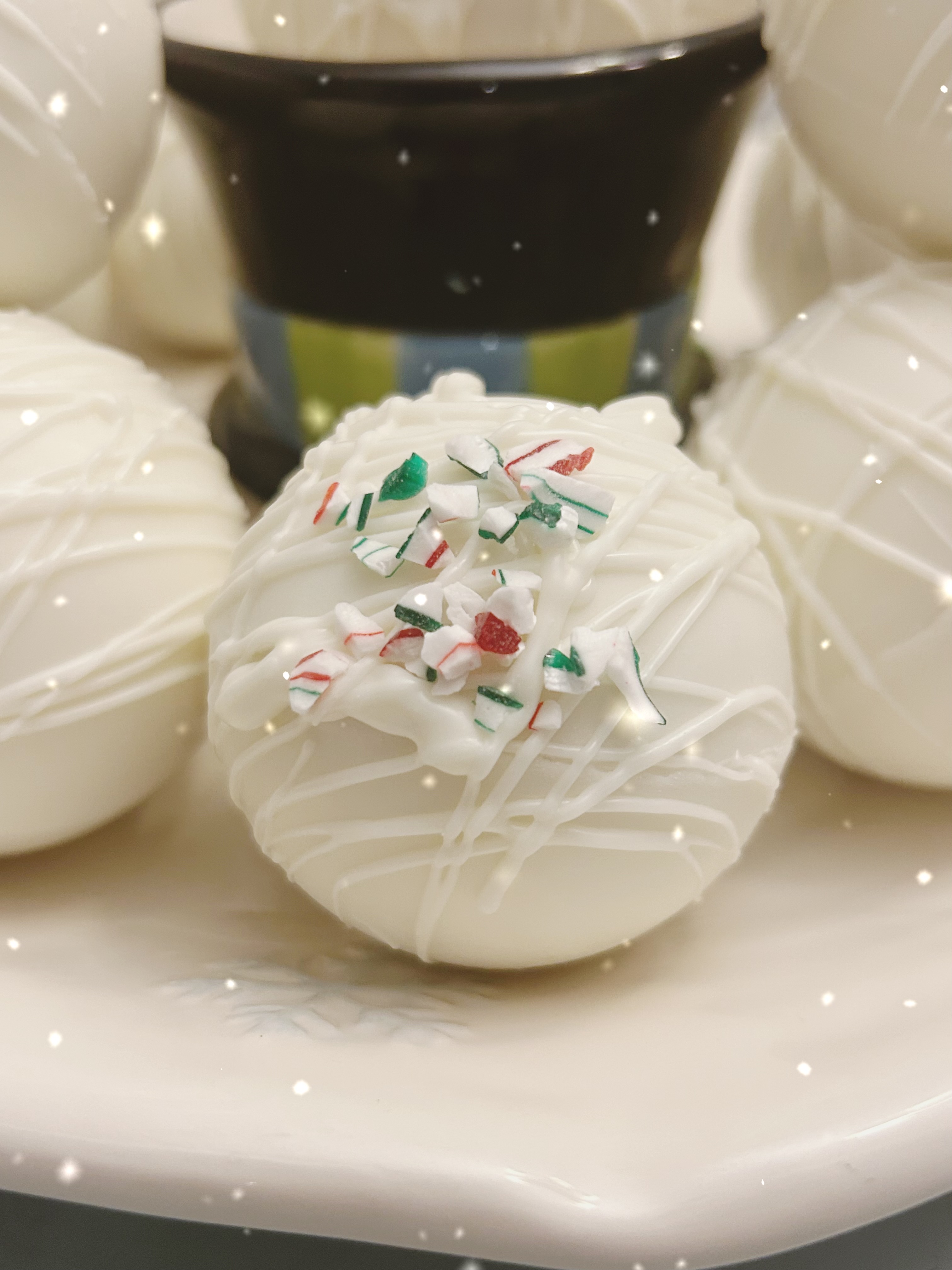 White Chocolate Cocoa Bomb With Peppermint Chips