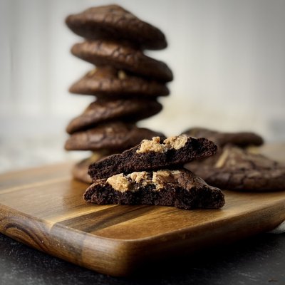 Peanut Butter Stuffed Brownie Cookies