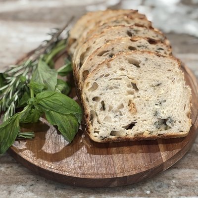 Loaf Of Asiago, Herb And Garlic Artisan Sourdough Bread