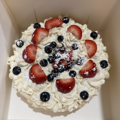 Angel Food Cake With Lemon Icing & Fruit