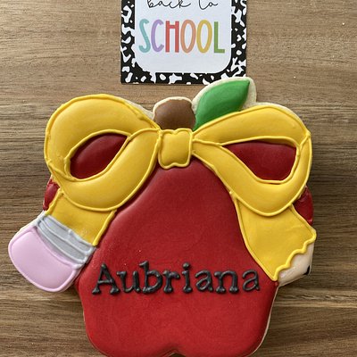Personalized Apple with Pencil Bow