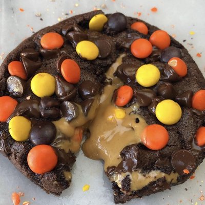 The Peanut Butter-Stuffed Double Chocolate Reese's Pieces Cookies