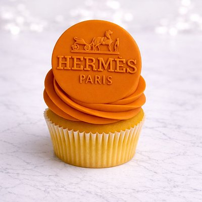 Custom Hermès Fondant Cupcakes
