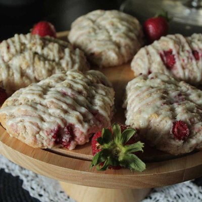 Strawberry Scones with Sweet Almond Glaze