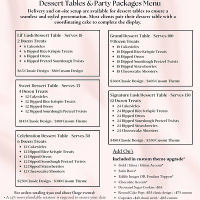 Signature Lush Dessert Table (Serves 150)