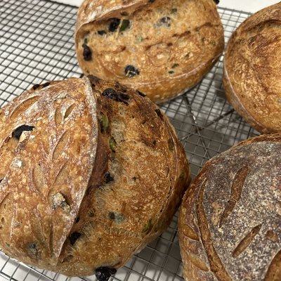 Artisan Whole Wheat Sourdough Loaf With Olives 🫒 