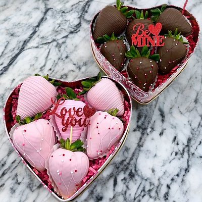 6 Strawberry Heart Box