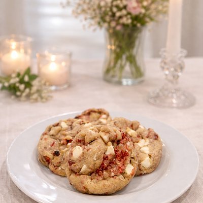 White Chocolate Strawberry Cookies