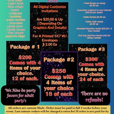 Party Favor Packages 