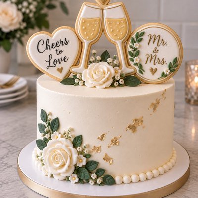 Wedding Wine Celebration Cake With Cookies