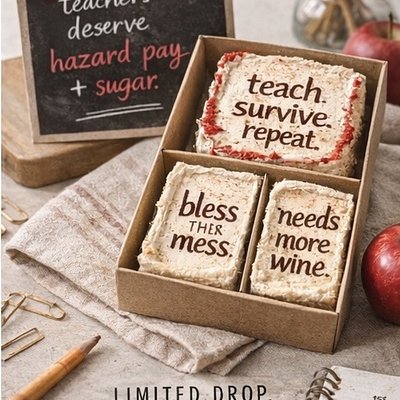 🍎Underpaid & Over It Teacher Appreciation Minis Cakes