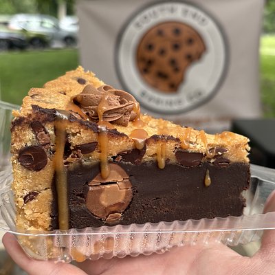 Chocolate Caramel Cookie Pie Slice