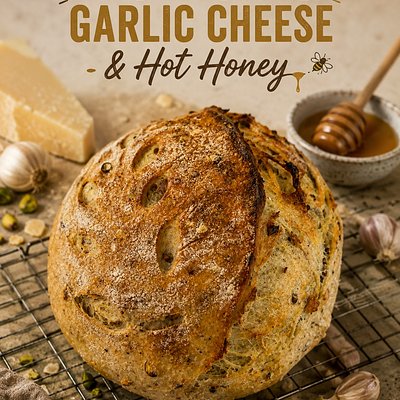 Pistachio, Garlic cheese And Hot Honey Sourdough 
