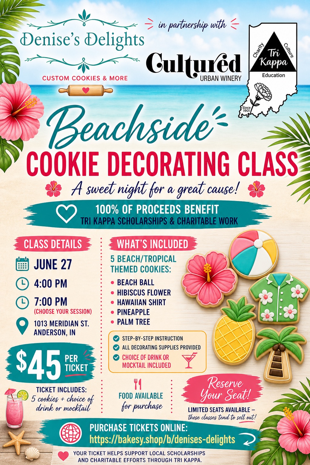7:00 Beach Themed Cookie Decorating Workshop