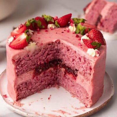 Triple Strawberry Cake (3-Layered)