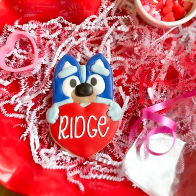 “Blue Pup” Single Personalzed Cookie