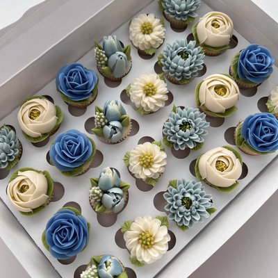 2 Dozen Floral Vanilla Mini Cupcakes 
