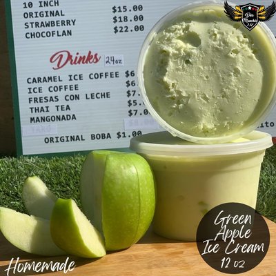 12 Oz Homemade Green Apple Ice Cream 