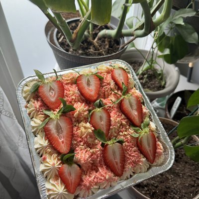 Strawberry Crunch Tres Leches 8x8