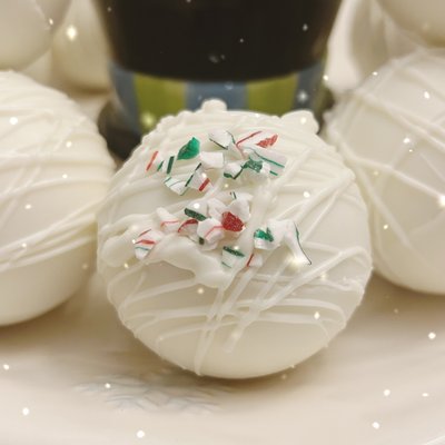 White Chocolate Cocoa Bomb With Peppermint Chips