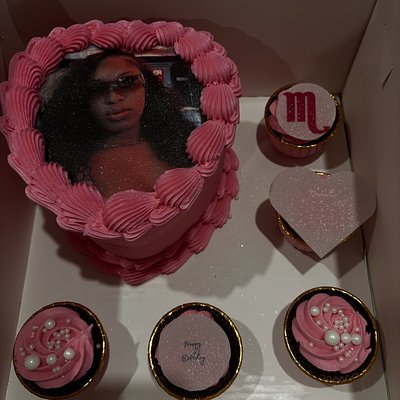 6” double Heart Cake Box 6 Cupcakes 