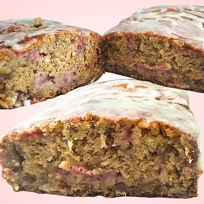 Glazed Strawberry Banana Bread 