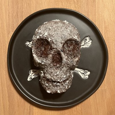 3 Glazed Chocolate Skull Fudge Cakes (Sourdough)