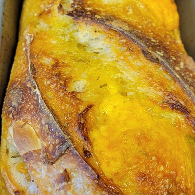 Cheddar Cheese, Garlic, Rosemary Sourdough bread