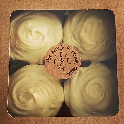 4 Jumbo Rich Red Velvet Cupcakes With Cream Cheese Filling