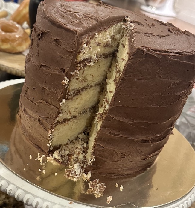 Classic Yellow Cake with Chocolate Frosting 10”