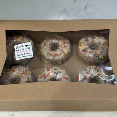 1/2 Dozen Glazed Donuts w White frosting & Sprinkles