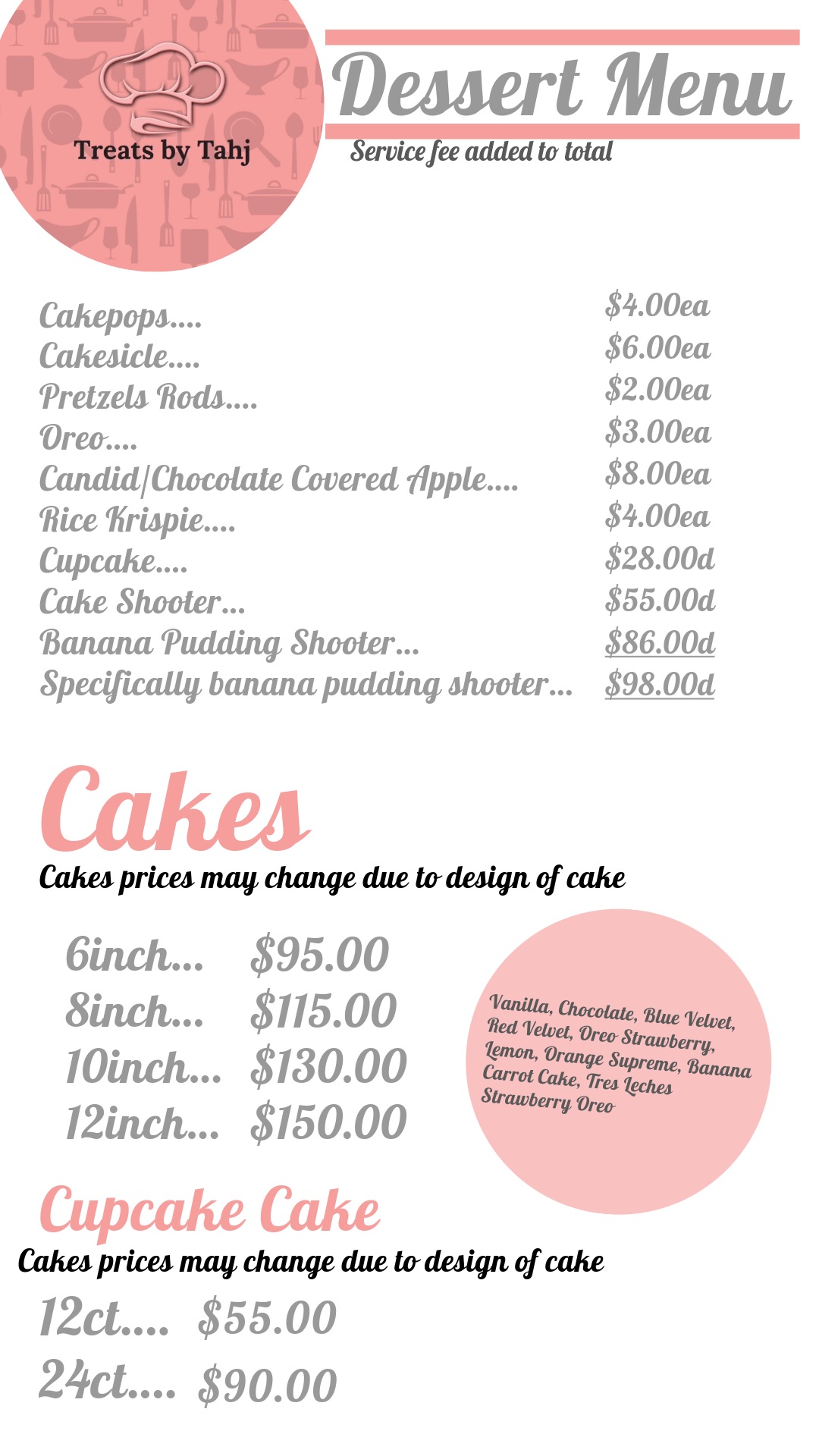 Desserts Menu