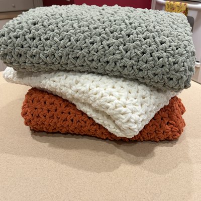 Sage Green Handmade Crochet Throw